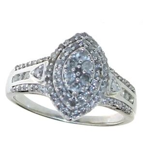 Marquise Cut 0.5 CTW Natural Diamond Ring Set in 925 Sterling Silver NWT